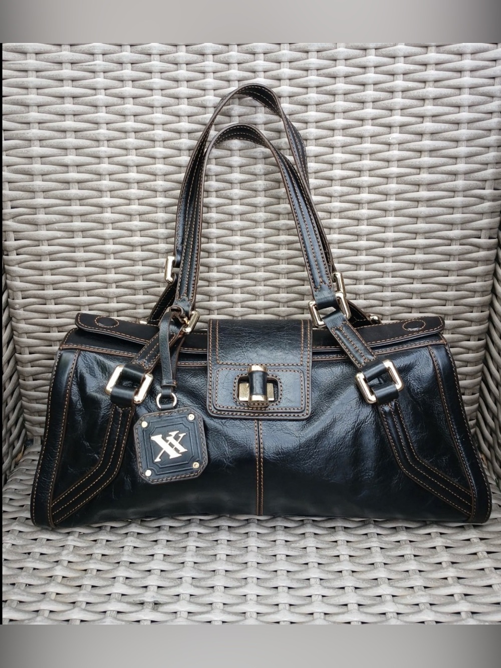 Maxx NY Espresso Brown Genuine Leather Shoulder Bag